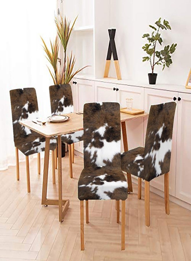 TOMWISH Chair Covers for Dining Room Set of 4,Cowhide Printing Spandex Stretch Dining Room Chair Cover,Removable Washable Kitchen Parsons Chair Covers Seat Slipcovers - Image 5